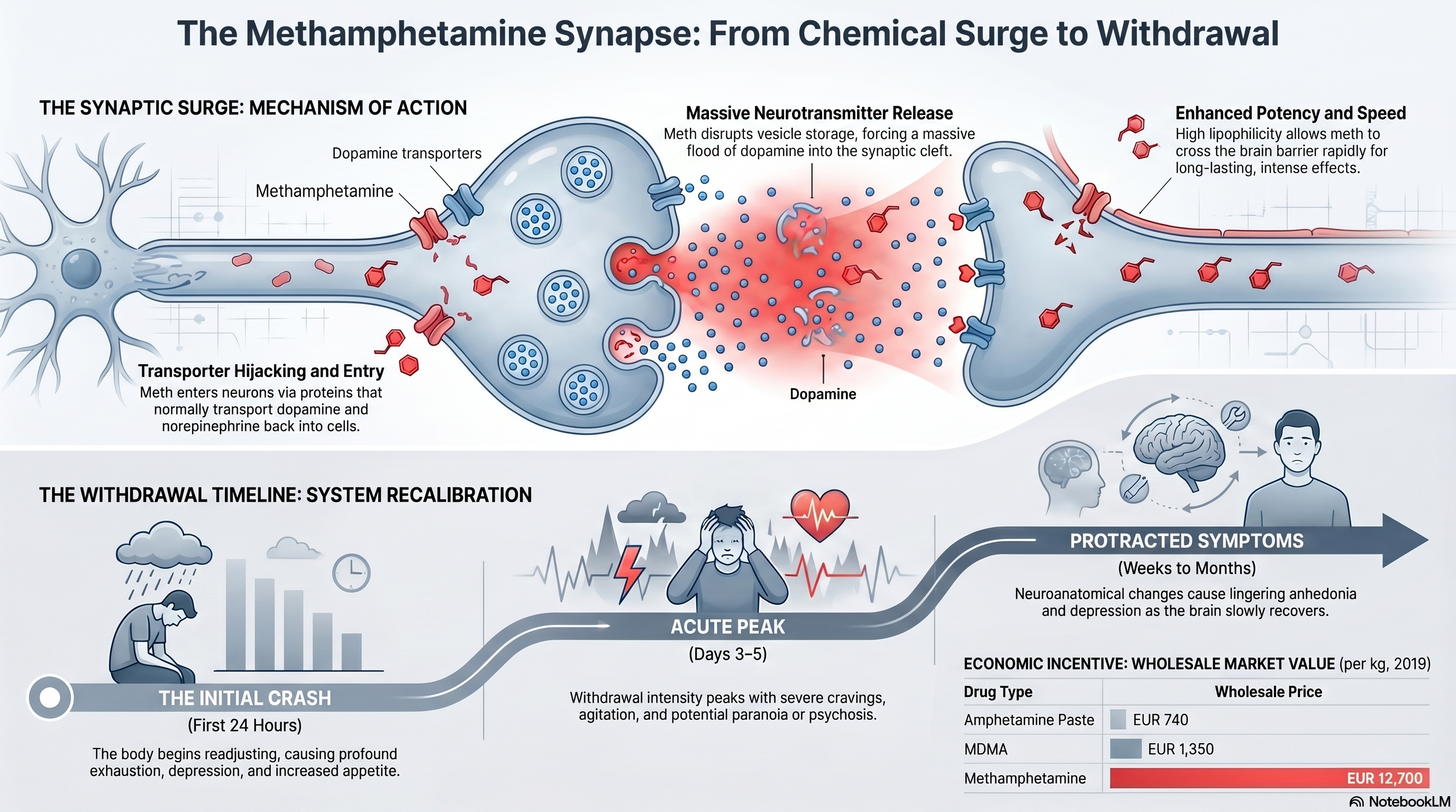 The Methamphetamine Synapse: from chemical surge to withdrawal